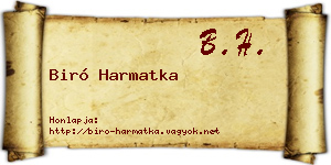 Biró Harmatka névjegykártya